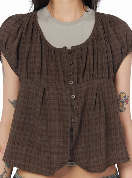 plaid-puff-sleeve-blouse-iu509