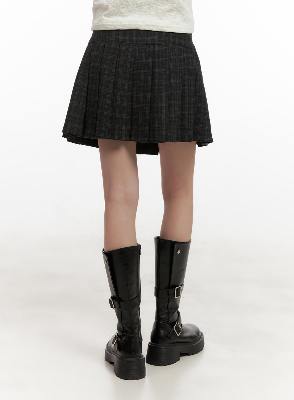 check-pleated-mini-skirt-cj501