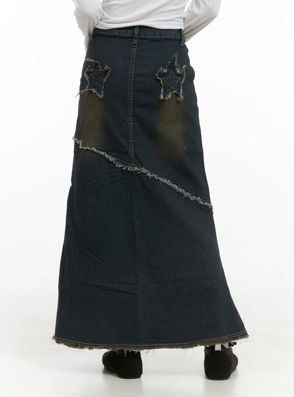 grunge-star-patched-denim-maxi-skirt-cs403