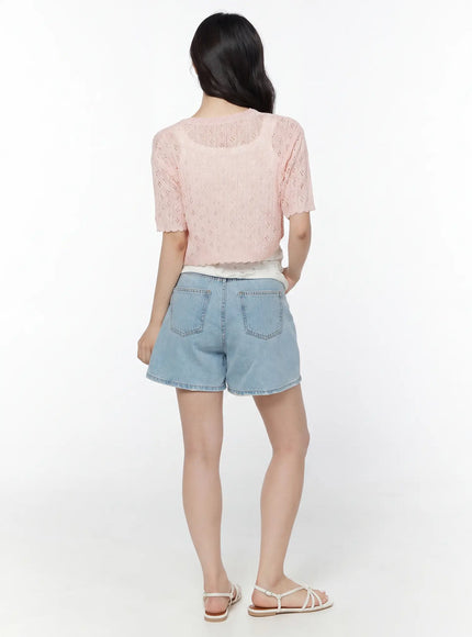Half Sleeve Lace Knit Cardigan IY507