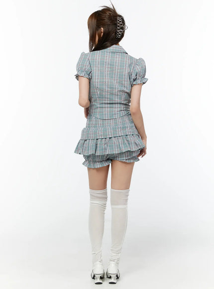 plaid-tiered-mini-skirt-cy518