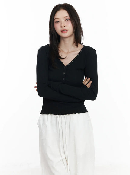 ribbed-button-v-neck-long-sleeve-top-if525
