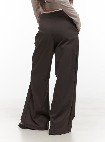 string-detail-solid-wide-fit-pants-cd413