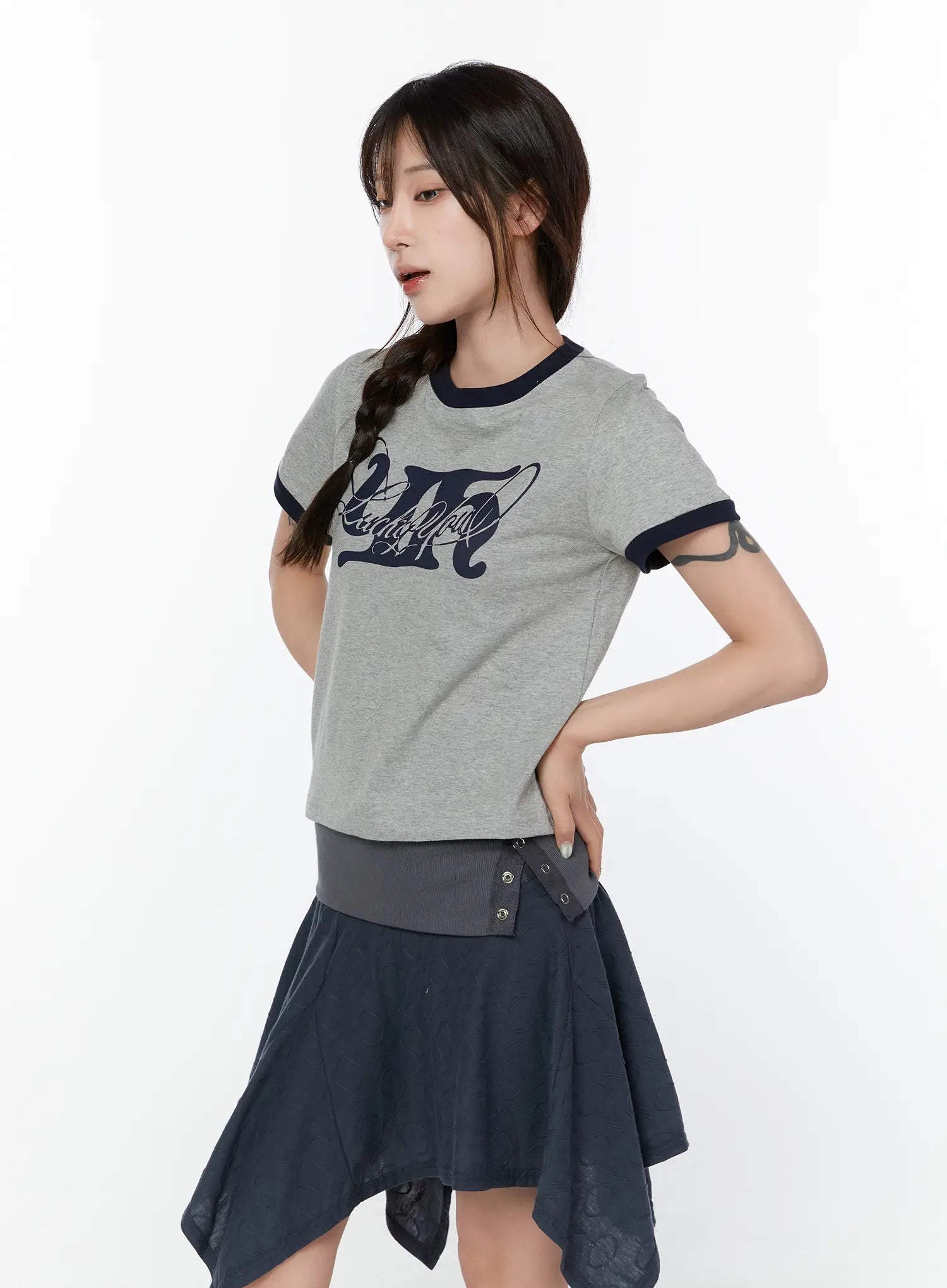 vintage-print-t-shirt-cy515 / Gray