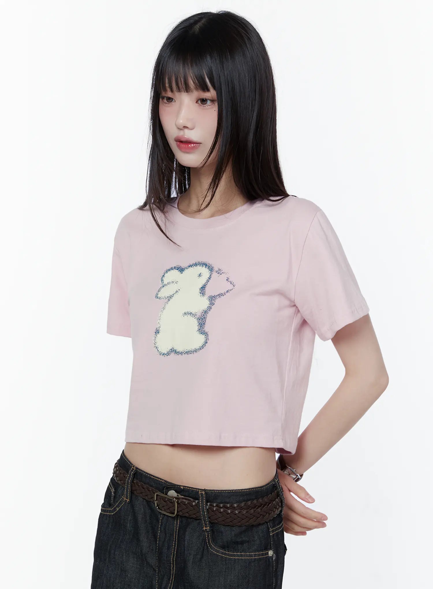 playful-bunny-graphic-crop-tee-cu505 / Light pink