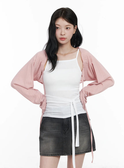 chic-knit-ribbon-cardigan-ca510 / Pink
