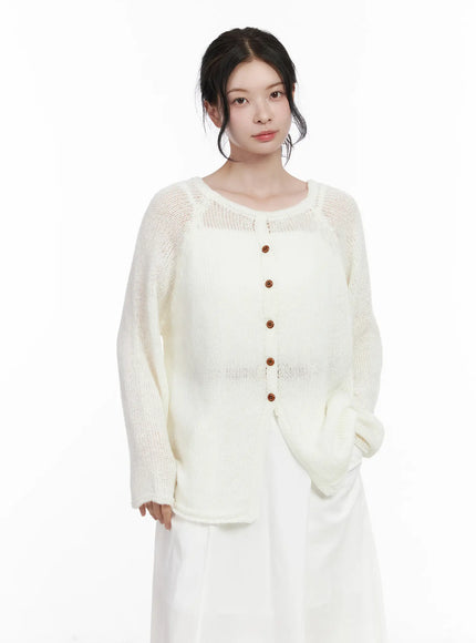 cross-button-knit-cardigan-ca509 / White