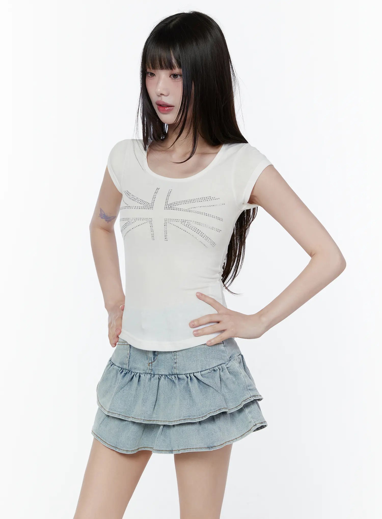 embellished-flag-graphic-tee-cu505 / White