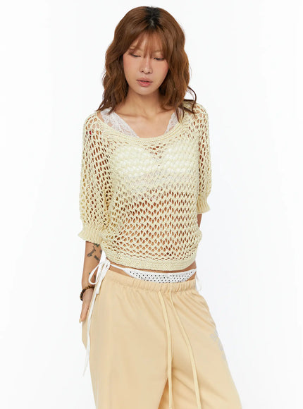 casual-mesh-knit-top-cu517 / Yellow