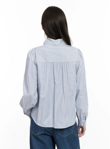 striped-puff-sleeve-tie-blouse-co506