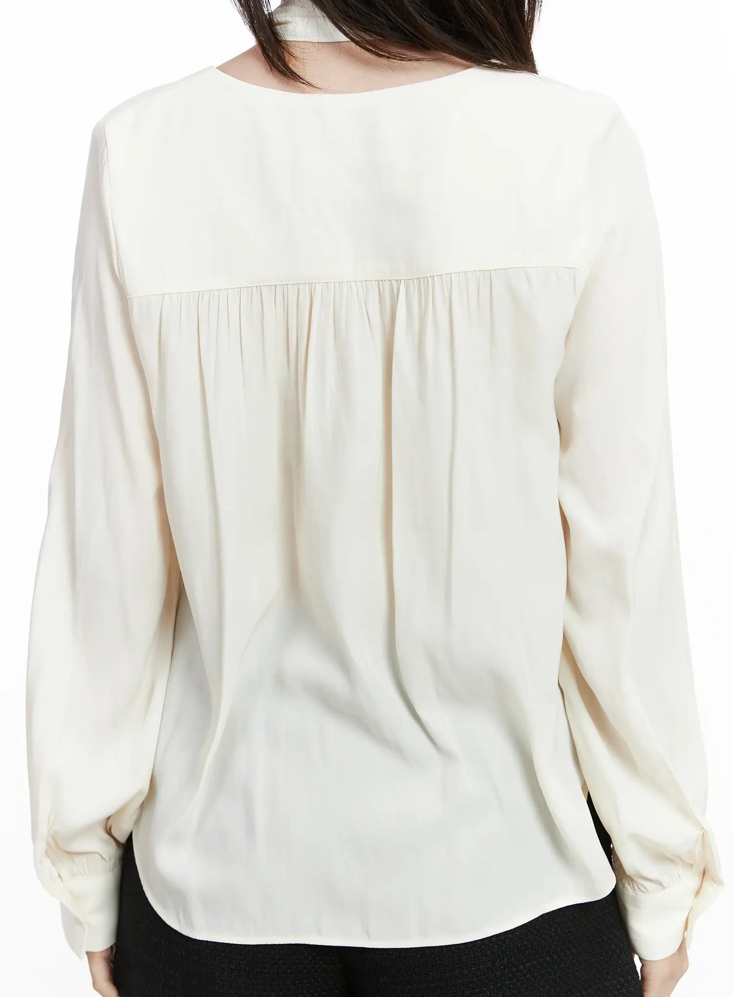 v-neck-shirred-blouse-and-scarf-set-if525