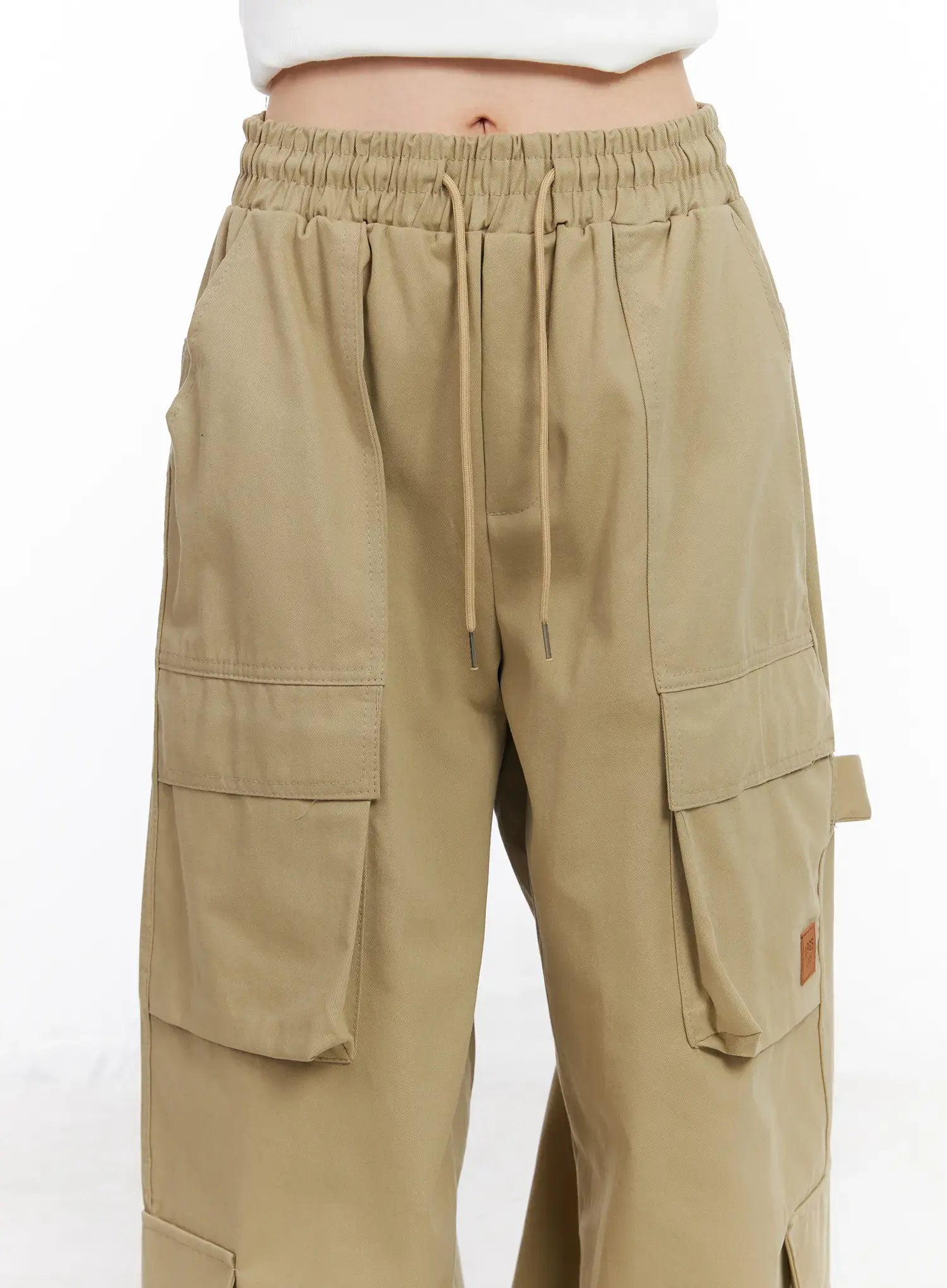 Wide Leg Cargo Pants with Elastic Waist CF519