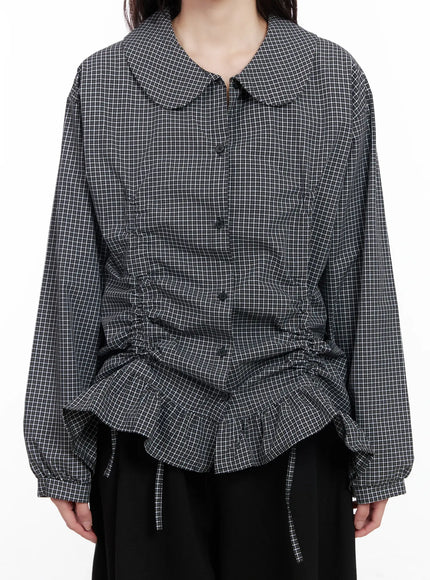 oversized-checkered-drawstring-shirt-cm531