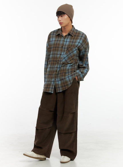 mens-corduroy-pintuck-parachute-pants-brown-is419