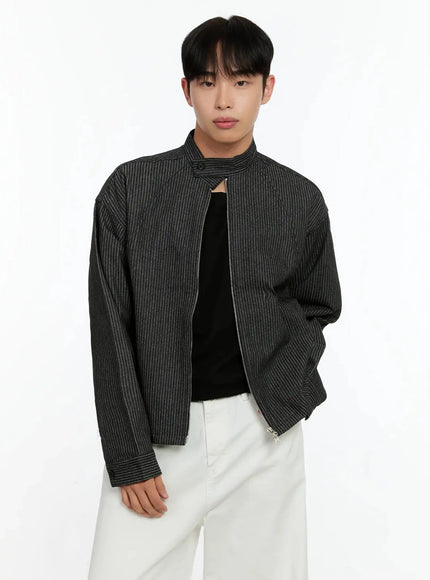 mens-striped-denim-band-collar-jacket-in525