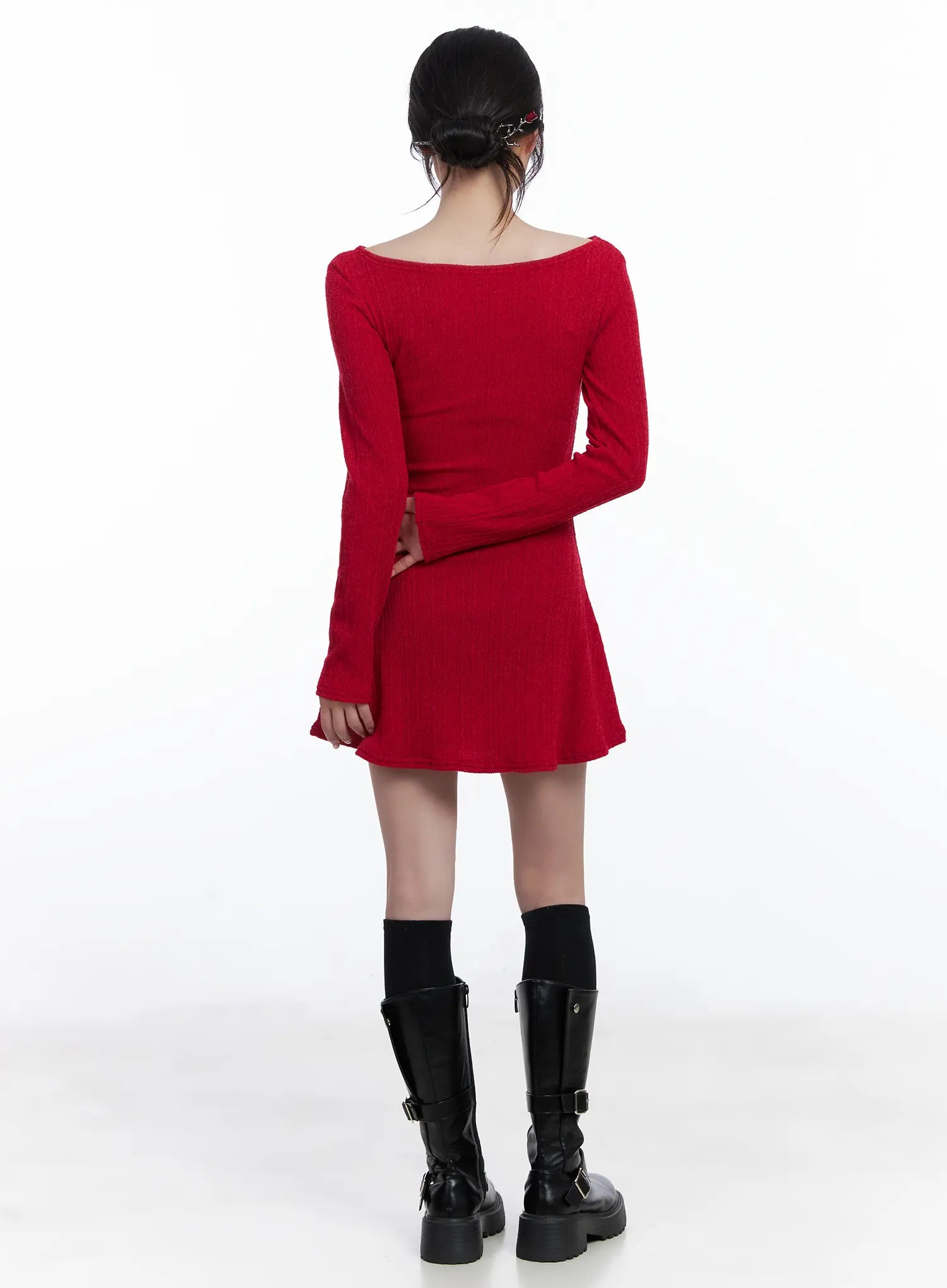 Ribbed Knit Flared Mini Dress CJ526 - Acubi style | LEWKIN Ribbed Knit Flared Mini Dress CJ526 - Acubi style | LEWKIN