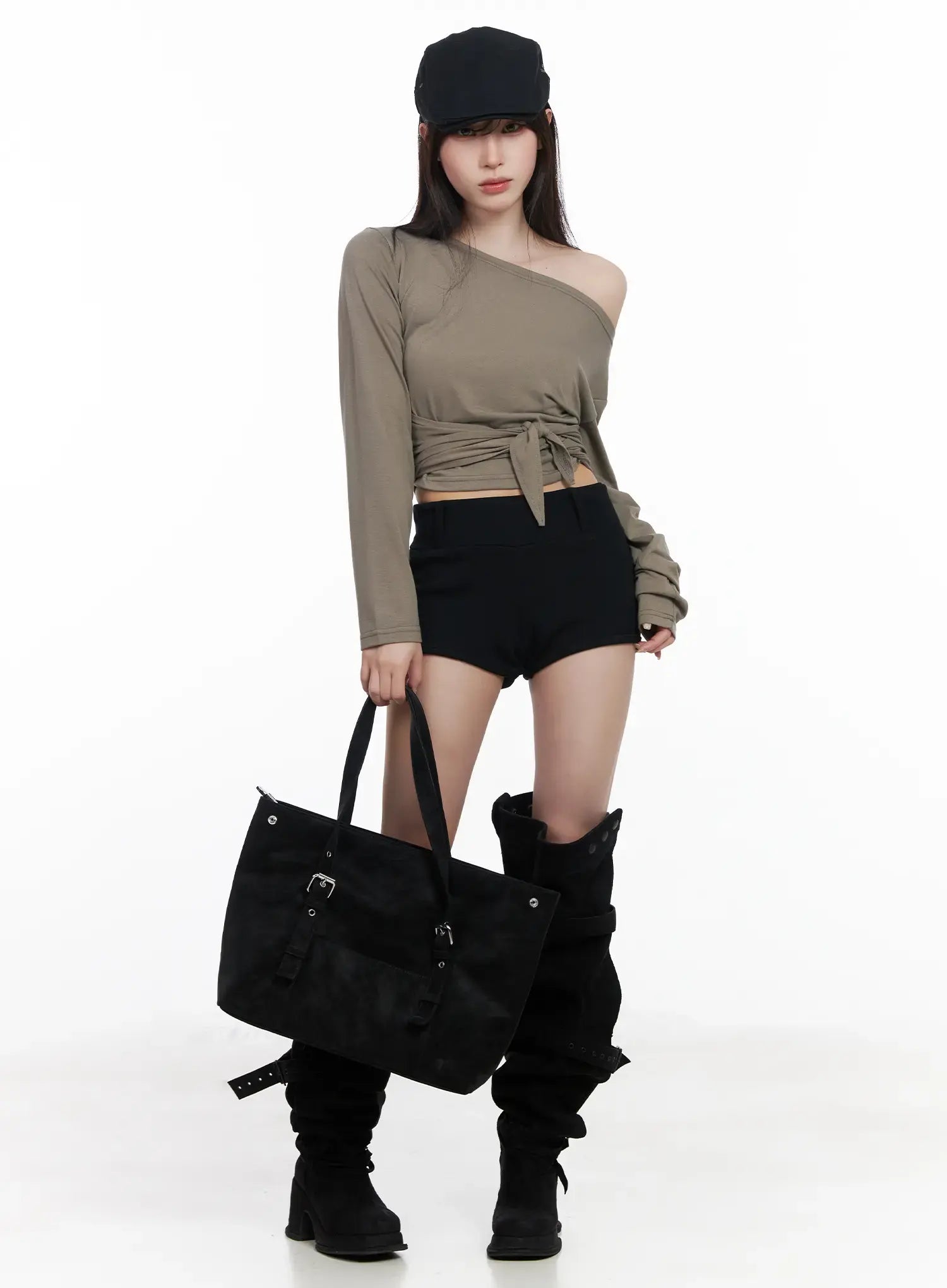 off-shoulder-wrap-tie-long-sleeve-top-cf523