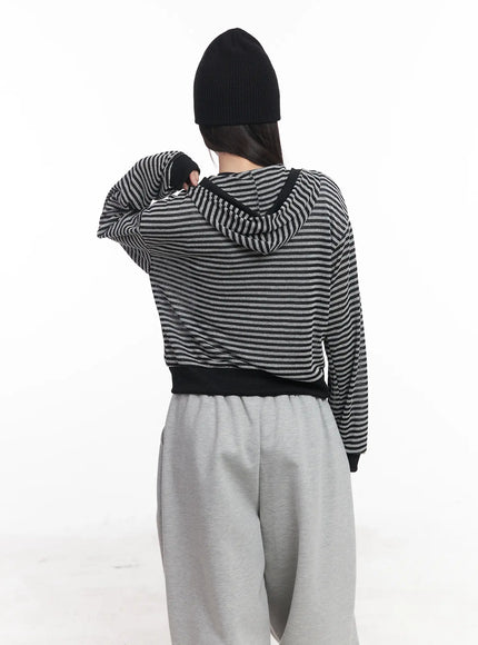 Striped Zip-Up Hoodie CU517 - Acubi style | LEWKIN Striped Zip-Up Hoodie CU517 - Acubi style | LEWKIN