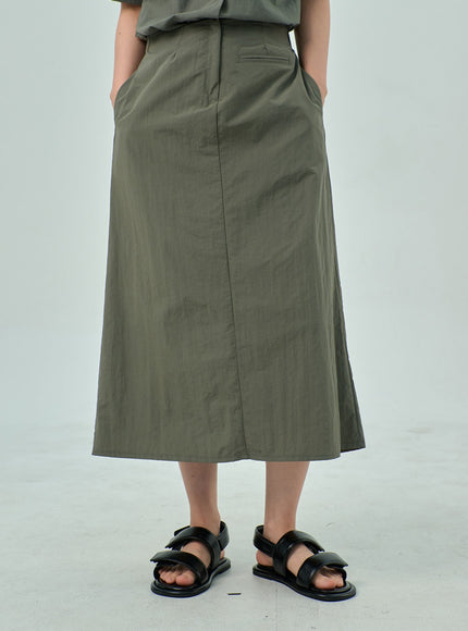 A-Line Nylon Maxi Skirt OY315