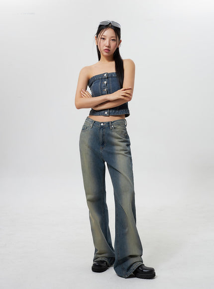 denim-button-tube-top-cy323