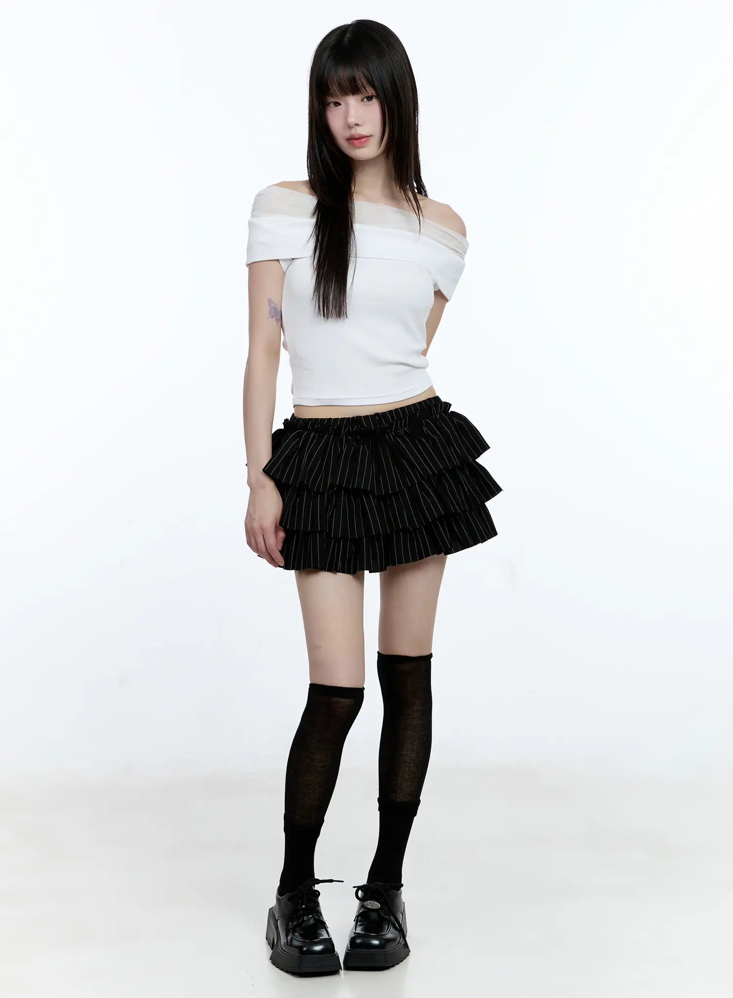 tiered-stripe-mini-skirt-cg507