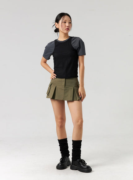 cargo-pleated-mini-skirt-cl326