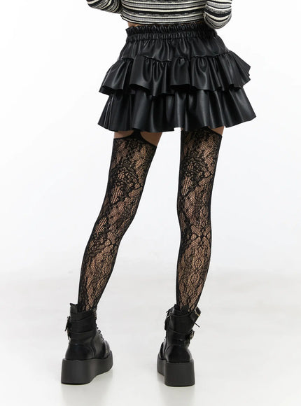 faux-leather-ruffle-mini-skirt-cd522