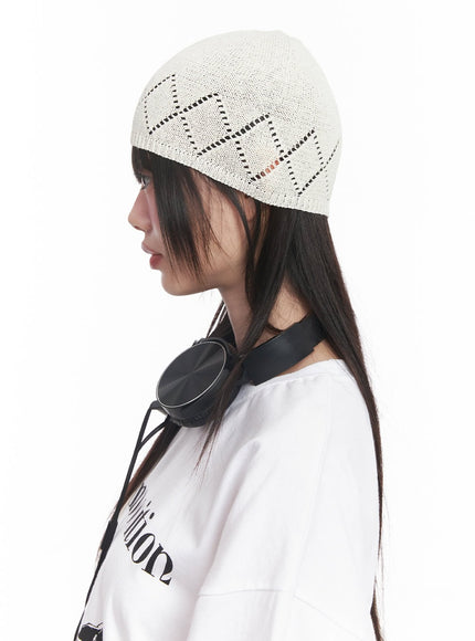geo-print-linen-beanie-cy520