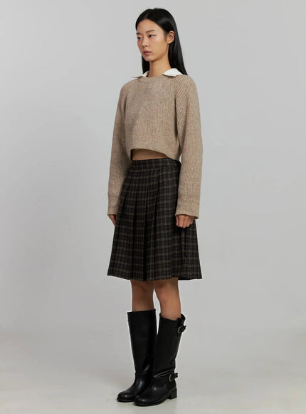 plaid-pleated-midi-skirt-ij502