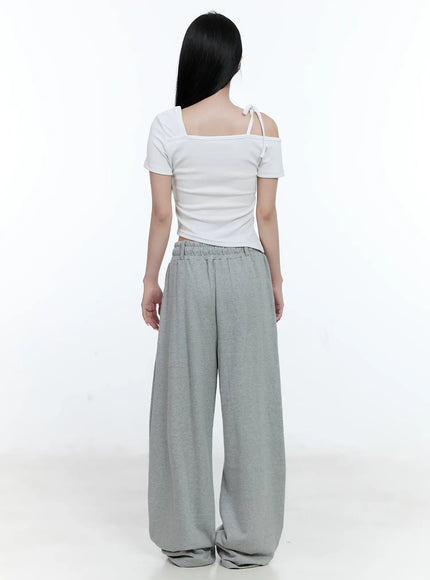 Cozy Pintuck Wide-Leg Sweatpants CG501
