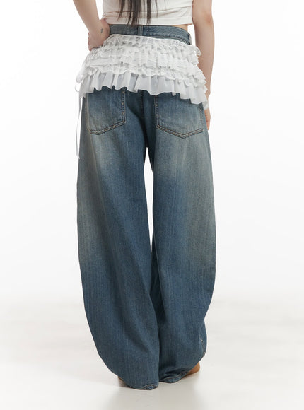 ribboned-frill-lace-layering-mini-skirt-cf519