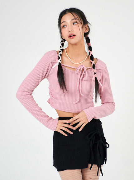 round-neck-drawstring-ribboned-crop-long-sleeve-ij302