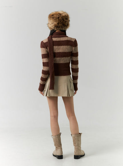 stripe-v-neck-sweater-with-scarf-cn317