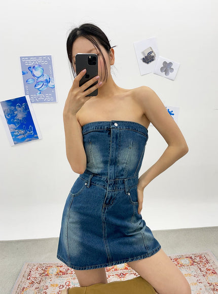 Denim Tube Mini Dress CY308