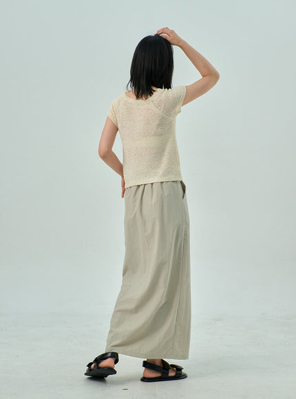 Slit Nylon Maxi Skirt OY310