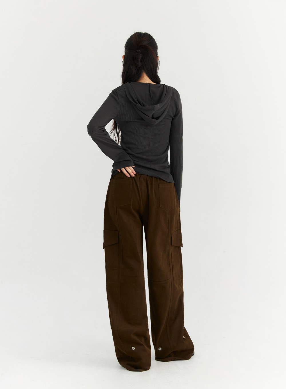 Wide-Leg Cargo Sweat Pants CN303 Korean Women's Fashion LEWKIN
