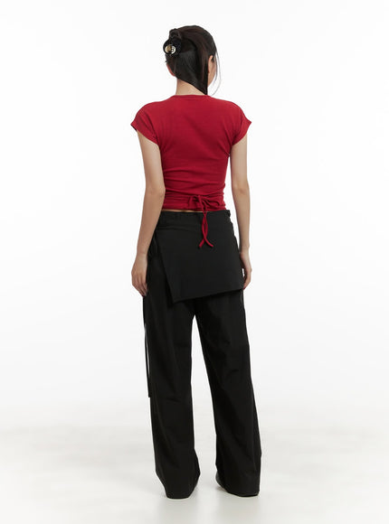 cotton-wrap-skirt-wide-pants-cy403