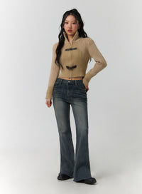 textured-buckle-cropped-cardigan-cf401