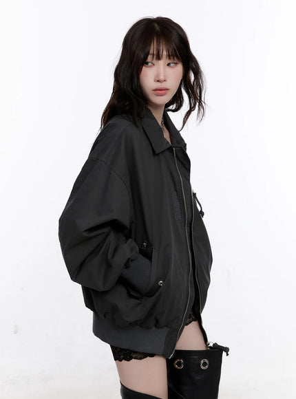 Oversized Zip-Up Bomber Jacket CS530