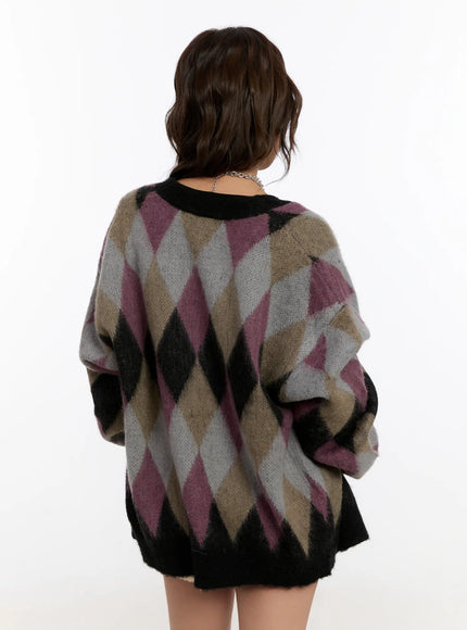 oversized-multi-color-argyle-knit-cardigan-cn527
