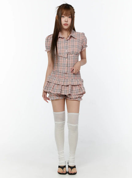 plaid-tiered-mini-skirt-cy518