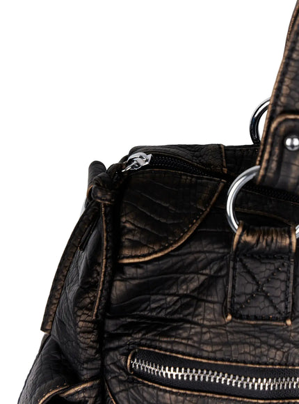 Faux-Leather Eyelet Belted Crossbody Bag CF503