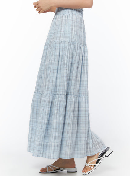 plaid-ruffle-long-skirt-iu519