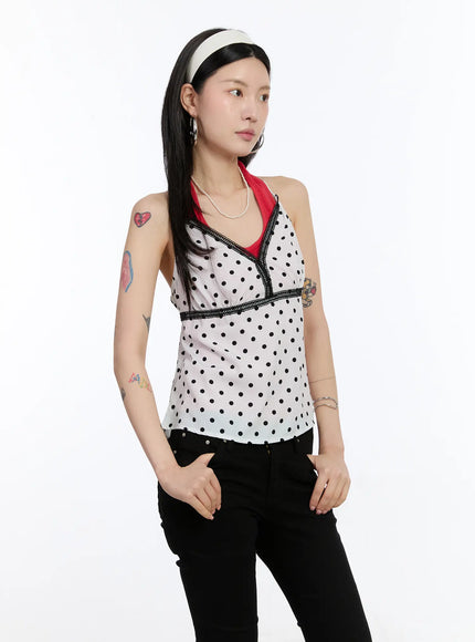 lace-trim-polka-dot-halter-top-ca507