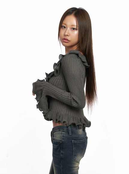 ruffle-trim-slim-fit-cardigan-co510