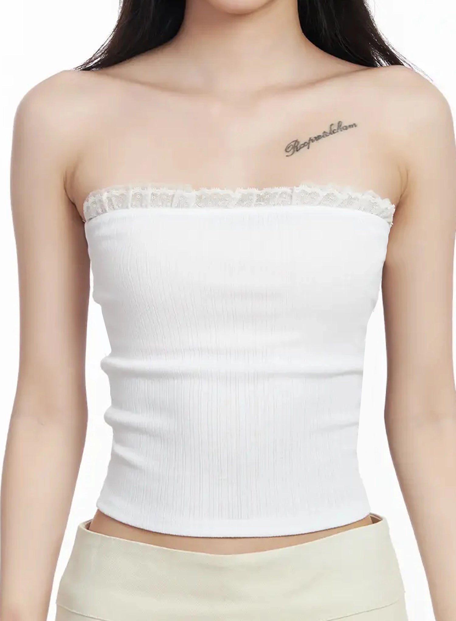 lace-trim-cardigan-and-tube-top-set-im503