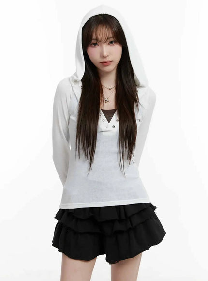 v-neck-button-slim-hooded-top-ij516
