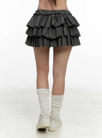 striped-ruffle-mini-skirt-cl531