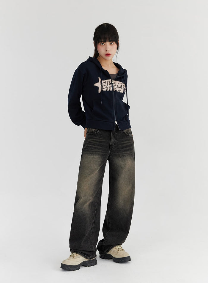 washed-straight-leg-jeans-cs326 / Black