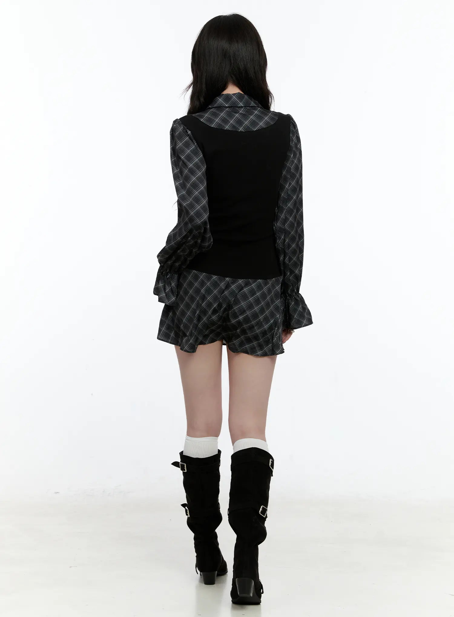 plaid long sleeve mini dress Plaid Belted Mini Shirt Dress for Fall Outfits